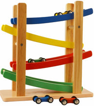 Load image into Gallery viewer, Wooden Car Ramps Race - 4 Level Toy Car Ramp Race Track Includes 4 Wooden Toy Cars - My First Baby Toys - Race Car Ramp Toy Set Is A Great Gift For Boys and Girls - Original - By Play22™
