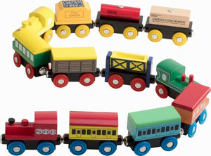 Wooden Train Set 12 PCS - Train Toys Magnetic Set Includes 3 Engines - Toy Train Sets For Kids Toddler Boys And Girls - Compatible With Thomas Train Set Tracks And Major Brands - Original - By Play22™