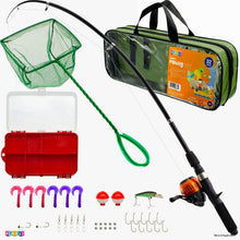 Load image into Gallery viewer, Play22 Fishing Pole For Kids - 40 Set Kids Fishing Rod Combos - Kids Fishing Poles Includes Fishing Tackle, Fishing Gear, Fishing Lures, Net, Carry On Bag, Fully Fishing Equipment - For Boys And Girls
