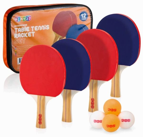 Ping Pong Paddle Set - ping Pong Paddles Set Includes A Portable Gift case and 4 Table Tennis Paddles and 8 ping Pong Balls - Great Gift for Boys and Girls, Adults - Great for Indoor or Outdoor Play