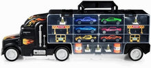 Load image into Gallery viewer, Toy Truck Transport Car Carrier - Toy truck Includes 6 Toy Cars and Accessories - Toy Trucks Fits 28 Toy Car Slots - Great car toys Gift For Boys and Girls - Original - By Play22 ™

