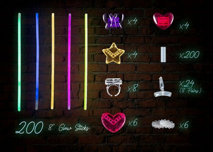 Play22 Glow Sticks Bulk 500 Pack - 200 Glowsticks and 300 Accessories - 8" Ultra Bright Glow Sticks Party Pack Mixed Colors - Glow Sticks Necklaces and Bracelets Enjoyable for Adults and Kids,