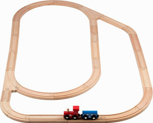 Wooden Train Tracks - 52 PCS Wooden Train Set + 2 Bonus Toy Trains - Train Sets For Kids - Car Train Toys Is Compatible With Thomas Wooden Railway Systems and All Major Brands - Original - By Play22™