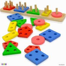 Load image into Gallery viewer, Play22 Shape Sorter Color Wooden Bard - Educational Toys for Toddlers - Kids Learning Toys Stack and Sort - 20 Pieces Geometric Board Chunky Puzzle Great Gift for Boys and Girls - Original
