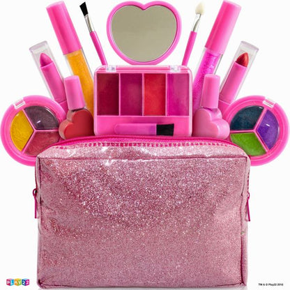 Kids Makeup Kit For Girl - 13 Piece Washable Kids Makeup Set – My First Princess Make Up Kit Includes Blush, Lip Gloss, Eyeshadows, Lipsticks, Brushes, Mirror Cosmetic Bag Best Gift For Girls Original By Play22USA