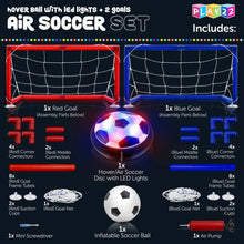 Load image into Gallery viewer, Play22 Kids Toys Hover Soccer Ball Set with 2 Goals - Includes Air Hover Ball with Foam Protector and Inflatable Ball with Pump and 2 Goals - Indoor and Outdoor Use - Football Toy, Best Gift for Boys and Girls
