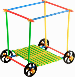 Building Toys For Kids 400 Set Straws and Connector + Wheels - Colorful and Strong Kids Construction Toys With Special Connectors - Great Gift Building Blocks For Boys And Girls - Original - By Play22