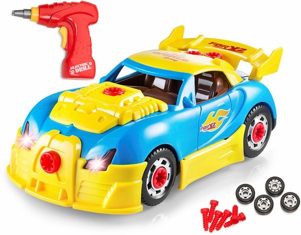 Take Apart Racing Car Toys - Build Your Own Toy Car with 30 Piece Constructions Set - Toy Car Comes With Engine Sounds & Lights & Drill With Toy Tools For Kids - Newest Version - Original - By Play22 ™