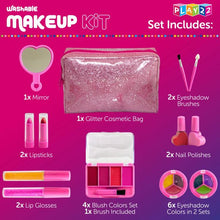 Load image into Gallery viewer, Kids Makeup Kit For Girl - 13 Piece Washable Kids Makeup Set – My First Princess Make Up Kit Includes Blush, Lip Gloss, Eyeshadows, Lipsticks, Brushes, Mirror Cosmetic Bag Best Gift For Girls Original By Play22USA
