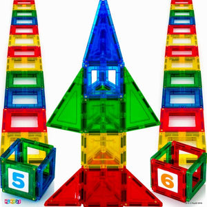 MAGEES Magnetic Building Blocks 35 Set - Magnet Toys Building, Strongest Magnets - Magnetic Tiles Includes Bonus 5 Piece Insert Number Cards - STEM 3D Magnet Tiles - Original Magees - By Play22