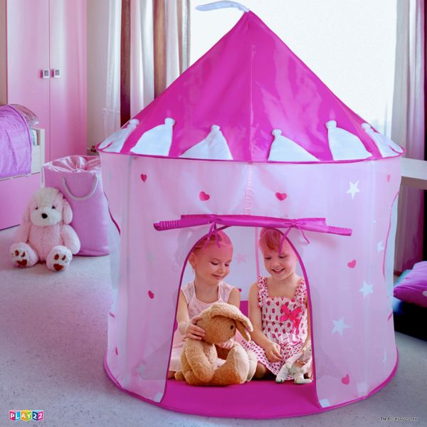 Play Tent Princess Castle Pink - Kids Tent Features Glow In The Dark Stars - Portable Kids Play Tent - Kids Pop Up Tent Foldable Into A Carrying Bag - Indoor And Outdoor Use - Original - By Play22