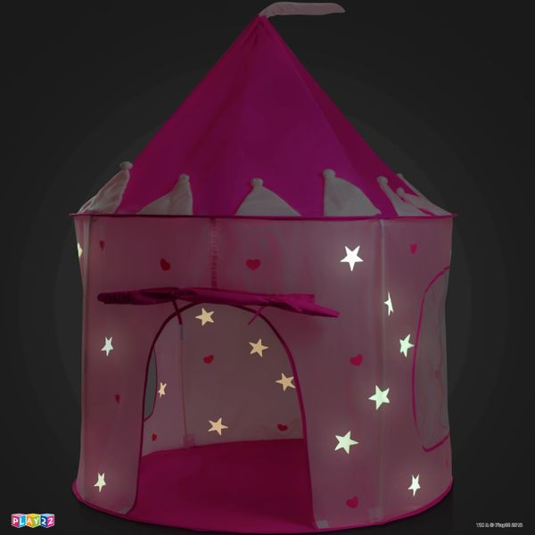 Play Tent Princess Castle Pink - Kids Tent Features Glow In The Dark Stars - Portable Kids Play Tent - Kids Pop Up Tent Foldable Into A Carrying Bag - Indoor And Outdoor Use - Original - By Play22